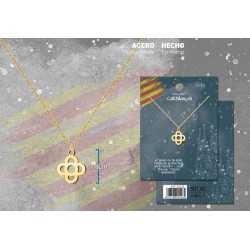 Colgante Flor De Barcelona Acero Dorado con Cordon - Coleccion Catalunya